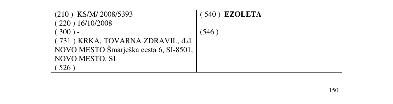 Zëri i markës EZOLETA në buletin