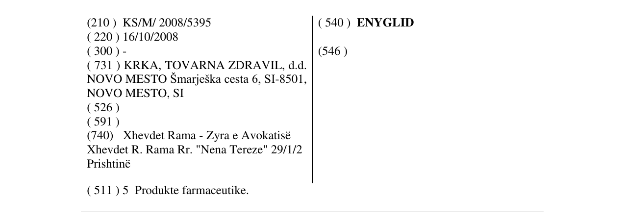 Zëri i markës ENYGLID në buletin