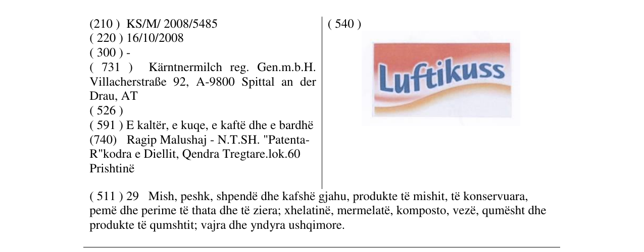 Zëri i markës Luftikuss në buletin