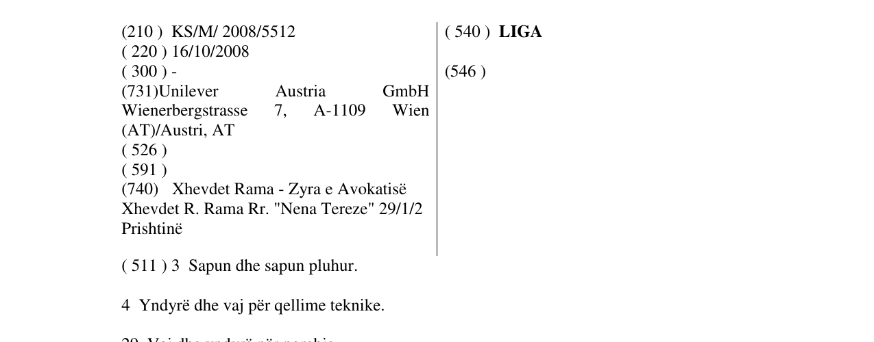 Zëri i markës LIGA në buletin