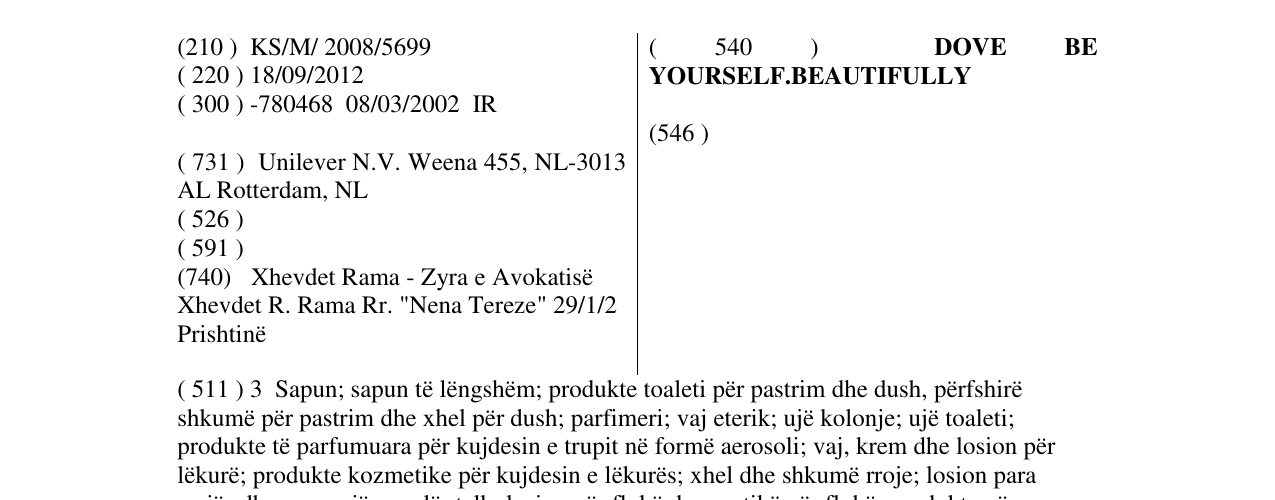 Zëri i markës DOVE BE YOURSELF.BEAUTIFULLY në buletin