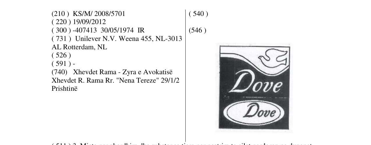 Zëri i markës DOVE në buletin