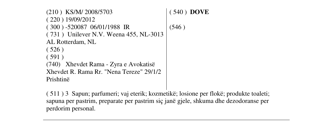 Zëri i markës DOVE në buletin