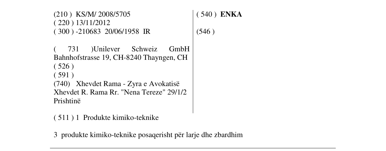 Zëri i markës ENKA në buletin