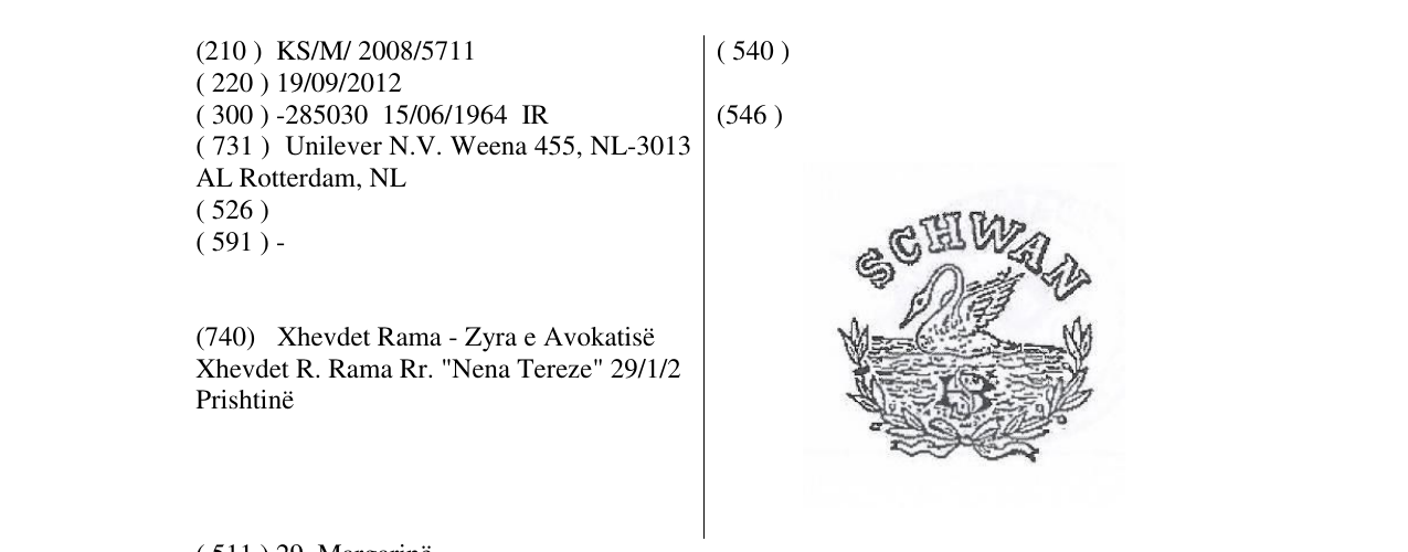 Zëri i markës SCHWAN në buletin