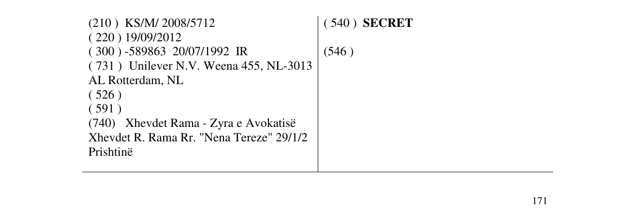 Zëri i markës SECRET në buletin