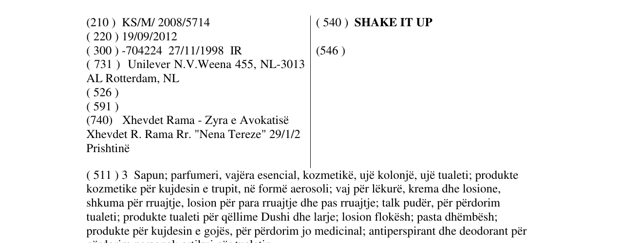 Zëri i markës SHAKE IT UP në buletin