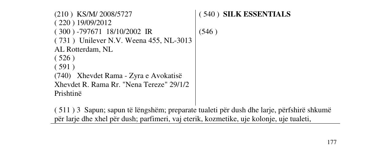 Zëri i markës SILK ESSENTIALS në buletin