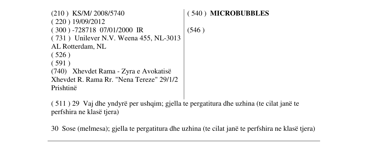 Zëri i markës MICROBUBBLES në buletin