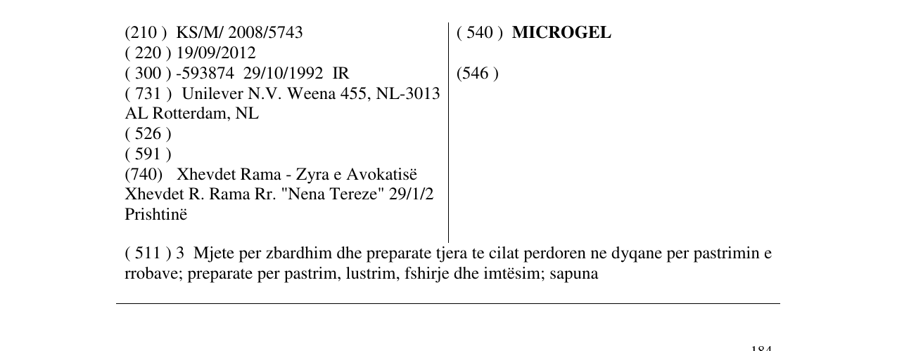 Zëri i markës MICROGEL në buletin
