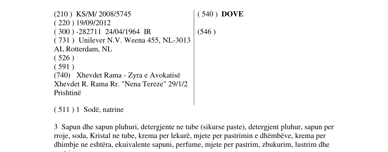 Zëri i markës DOVE në buletin