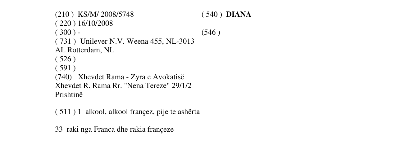 Zëri i markës DIANA në buletin