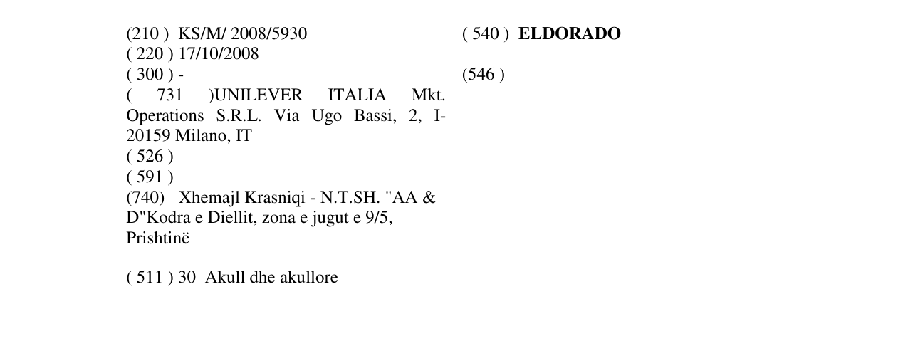 Zëri i markës ELDORADO në buletin