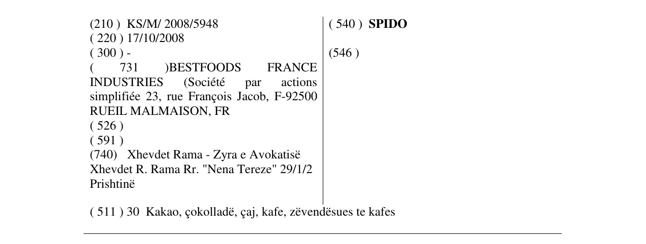 Zëri i markës SPIDO në buletin