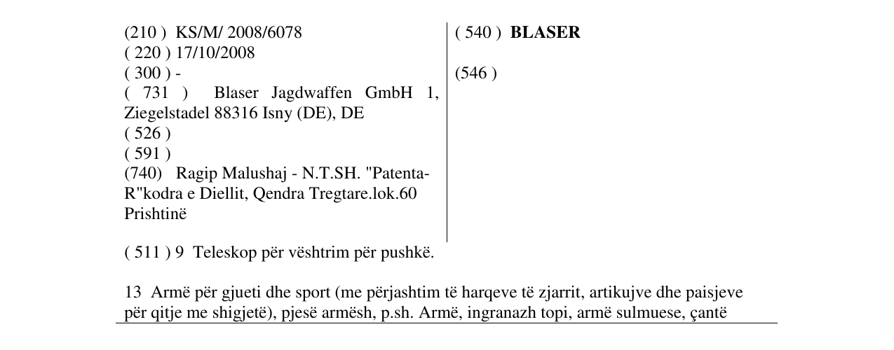 Zëri i markës BLASER në buletin