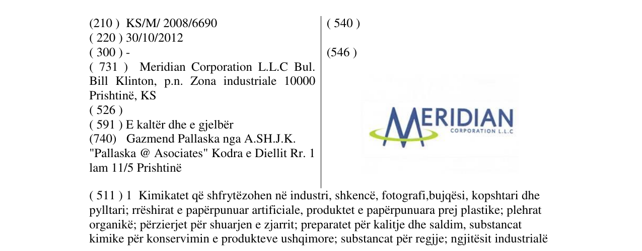 Zëri i markës MERIDIAN CORPORATION në buletin