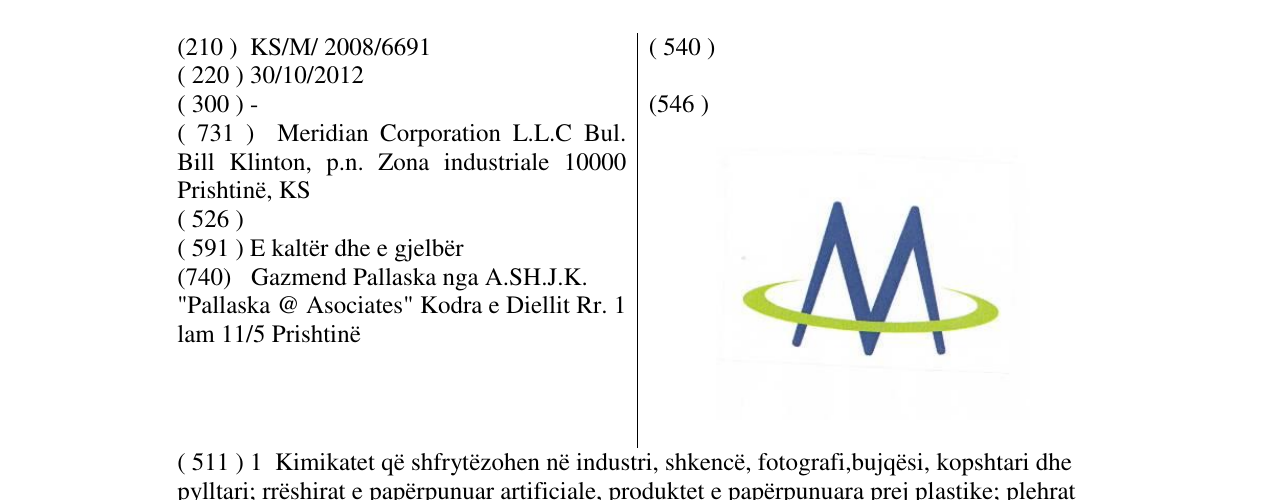 Zëri i markës MERIDIAN CORPORATION në buletin