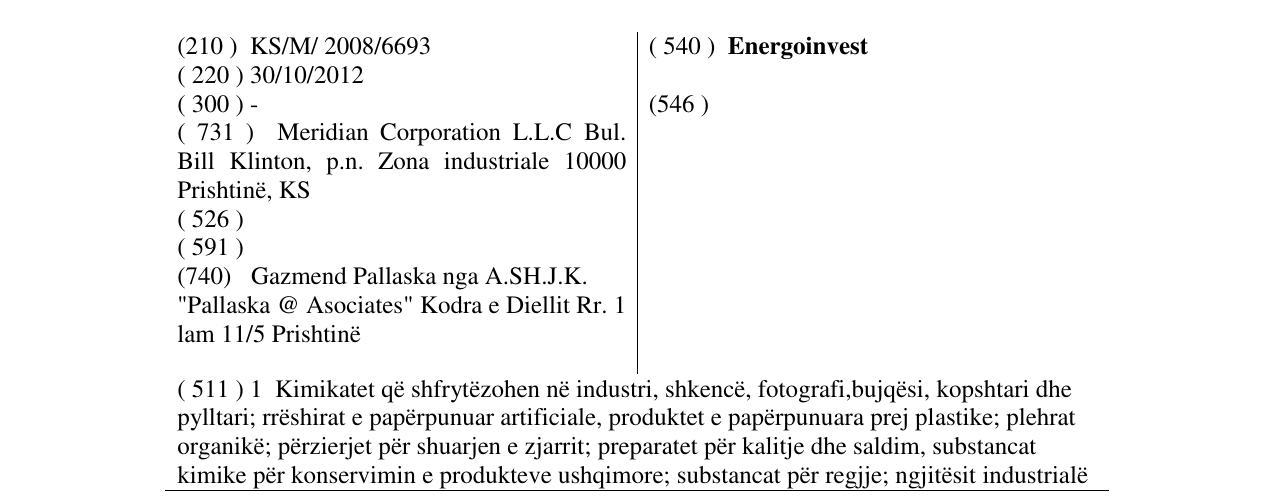 Zëri i markës Energoinvest në buletin