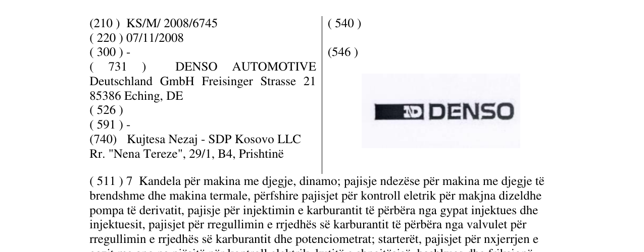 Zëri i markës DENSO në buletin