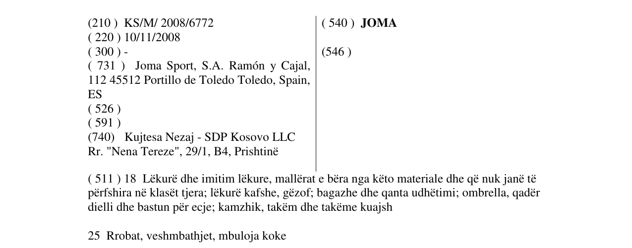 Zëri i markës JOMA në buletin