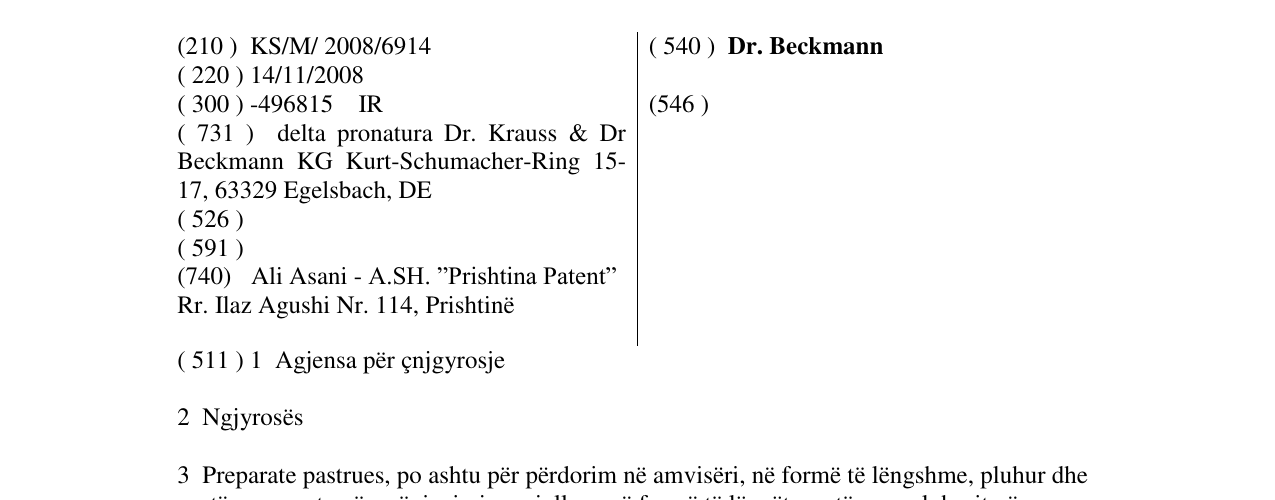 Zëri i markës Dr. Beckmann në buletin