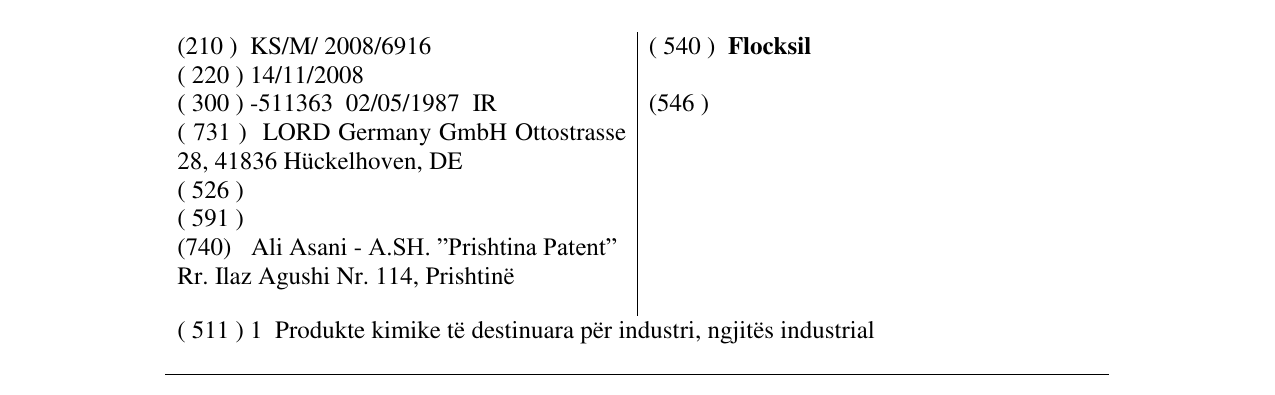 Zëri i markës Flocksil në buletin
