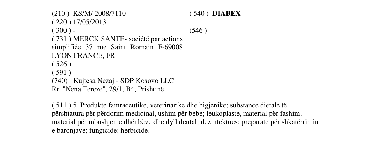 Zëri i markës DIABEX në buletin