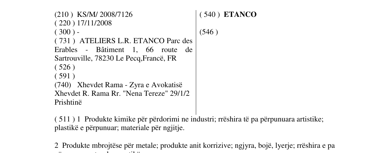 Zëri i markës ETANCO në buletin