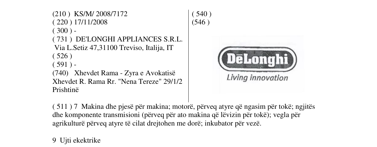 The entry of the trademark Figurative mark in the bulletin