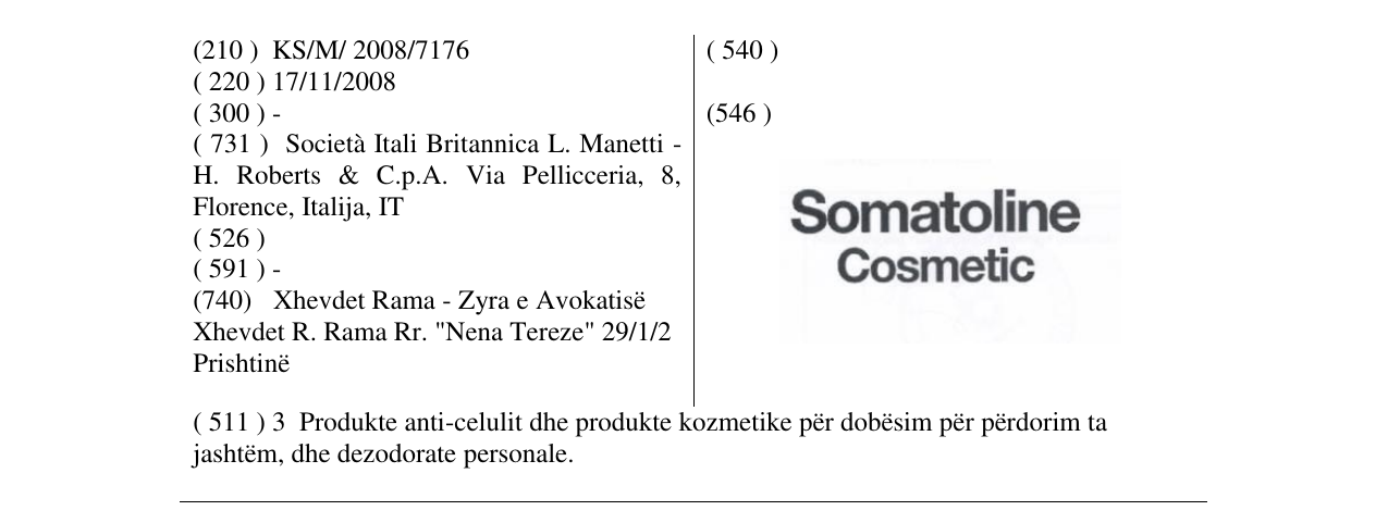 Zëri i markës SOMATOLINE COSMETIC në buletin
