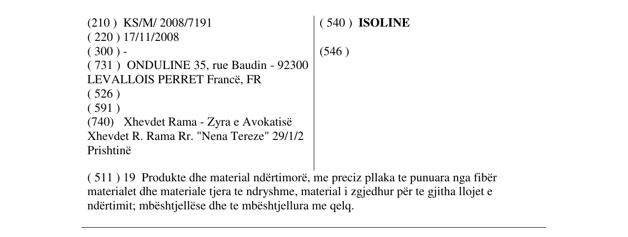 Zëri i markës ISOLINE në buletin