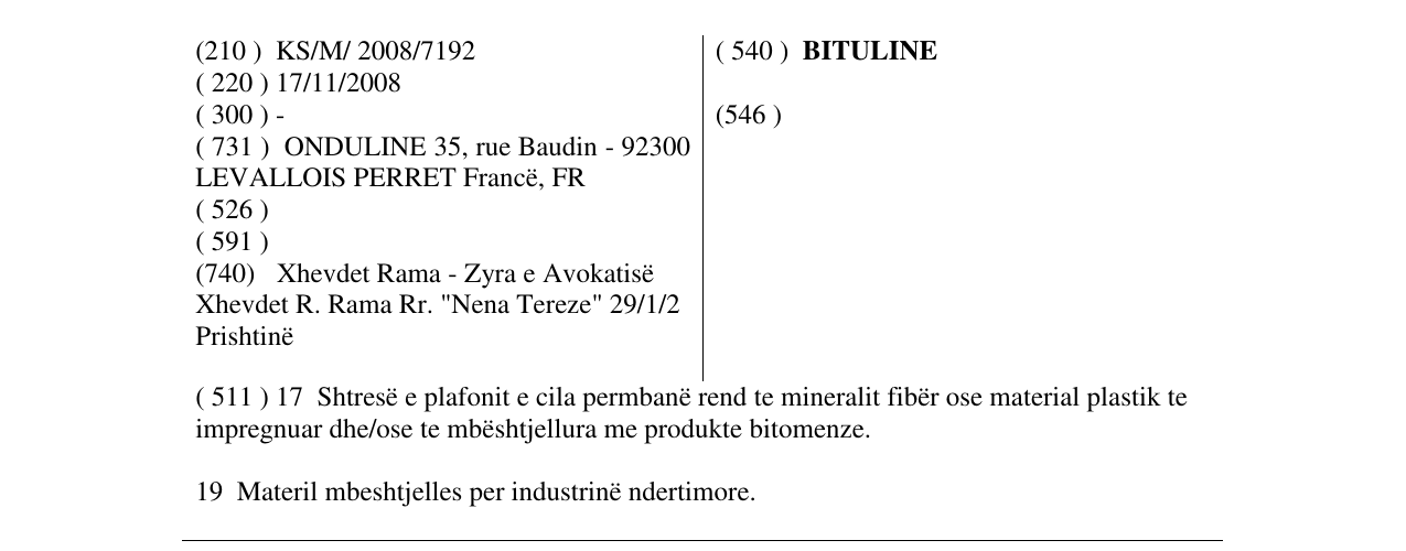 Zëri i markës BITULINE në buletin
