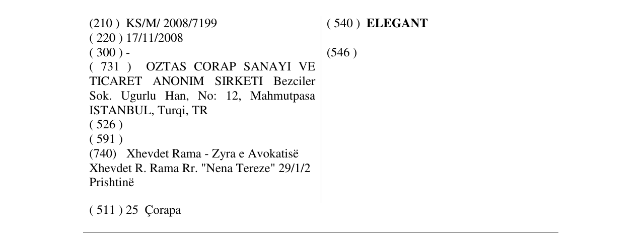Zëri i markës ELEGANT në buletin