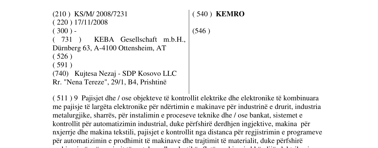Zëri i markës KEMRO në buletin