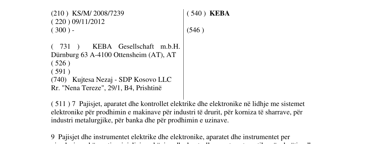 Zëri i markës KEBA në buletin