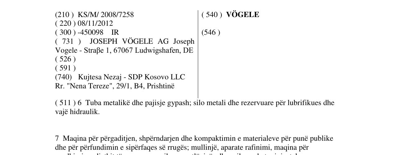 Zëri i markës VÖGELE në buletin