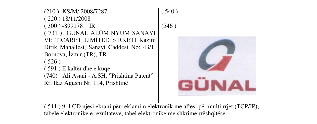 Zëri i markës GÜNAL në buletin