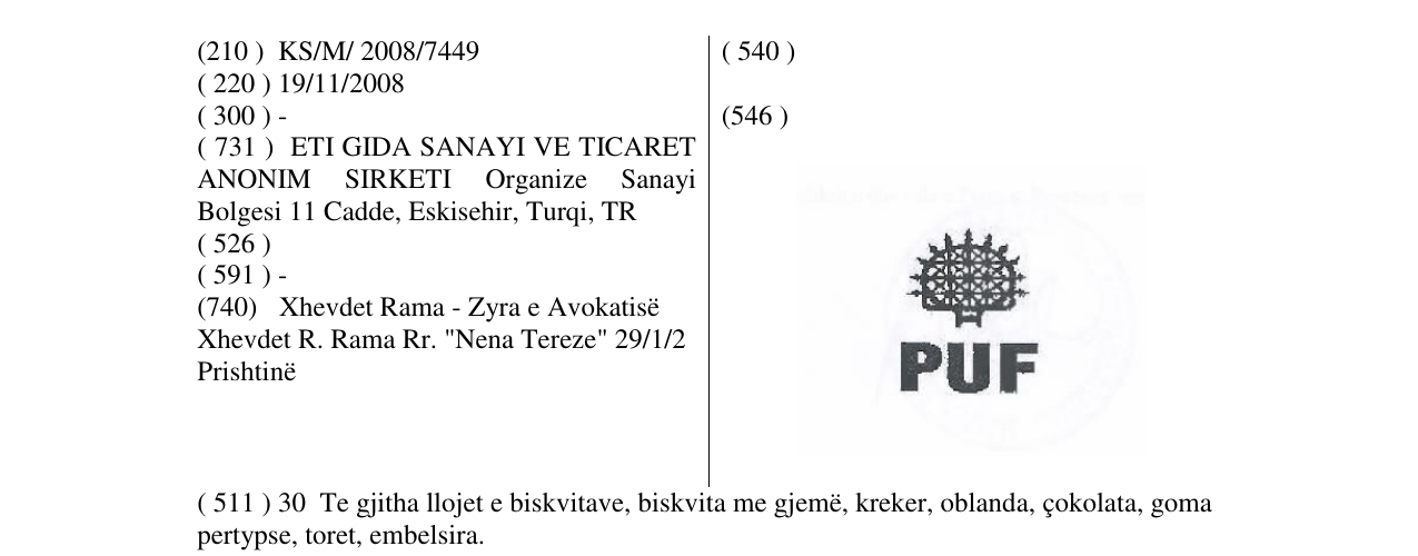 Zëri i markës PUF në buletin