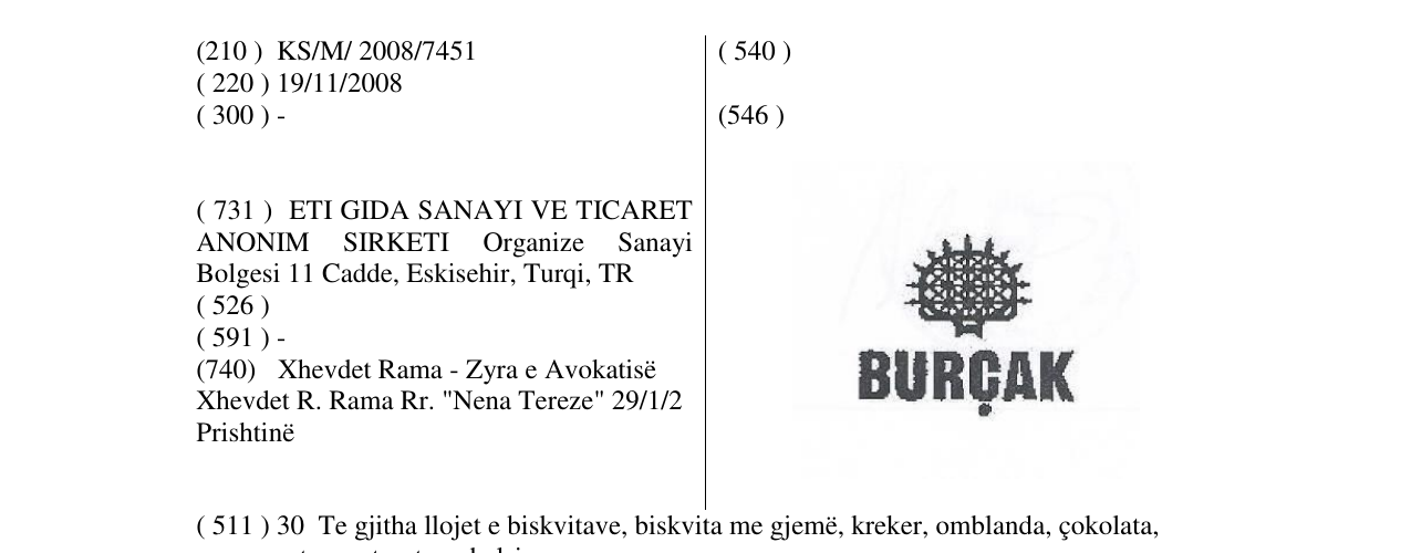 Zëri i markës BURÇAK në buletin