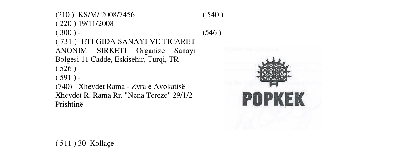 Zëri i markës POPKEK në buletin