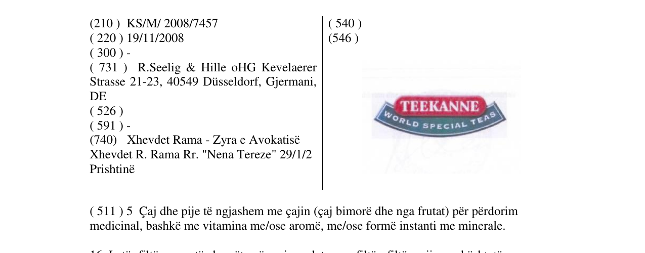 Zëri i markës TEEKANNE WORLD SPECIAL TEAS në buletin
