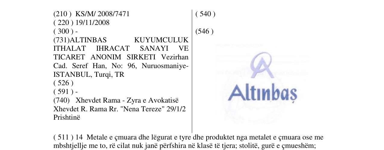 Zëri i markës ALTINBAS në buletin