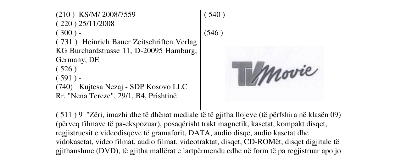 Zëri i markës TV MOVIE në buletin