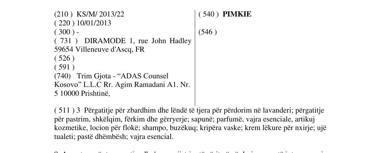 Zëri i markës PIMKIE në buletin
