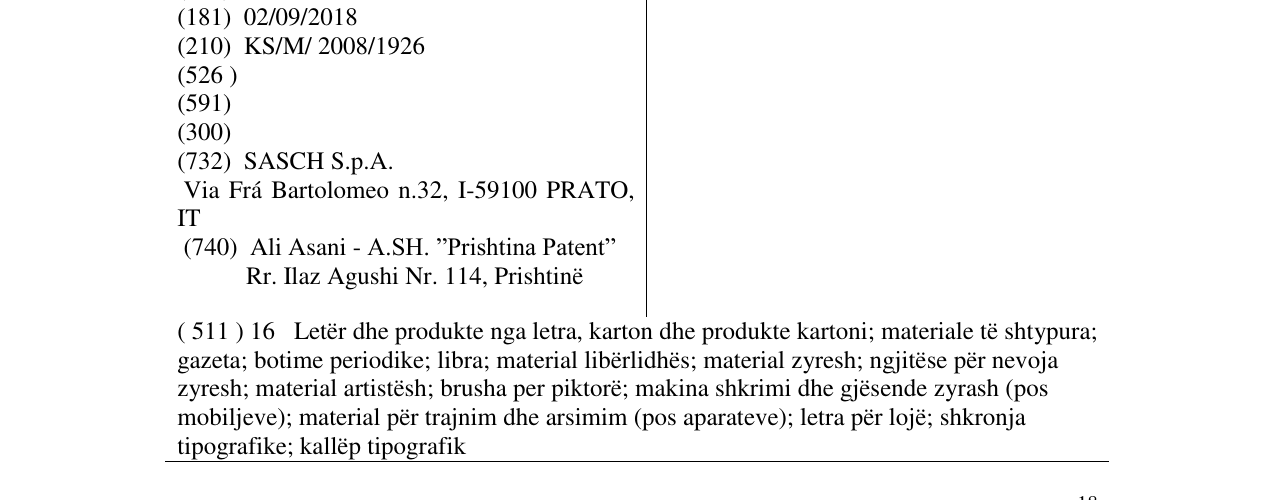 Zëri i markës SASCH në buletin