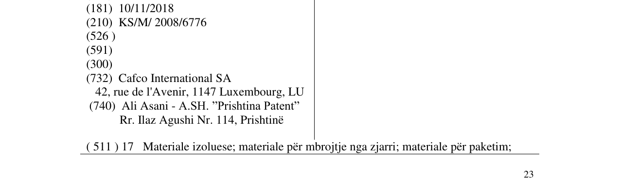 Zëri i markës CAFCO në buletin