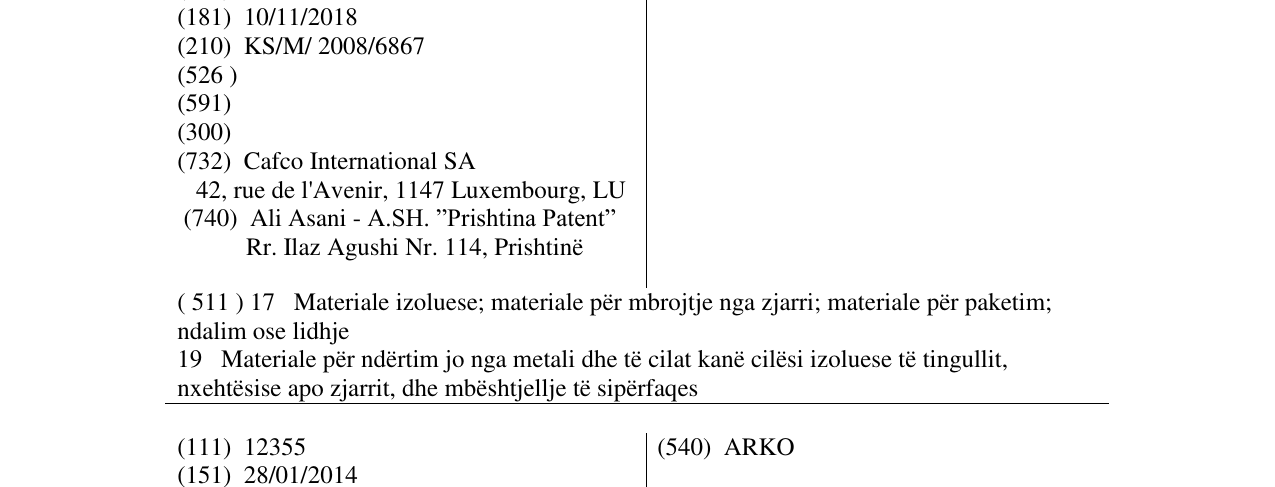 Zëri i markës FENDOLITE në buletin