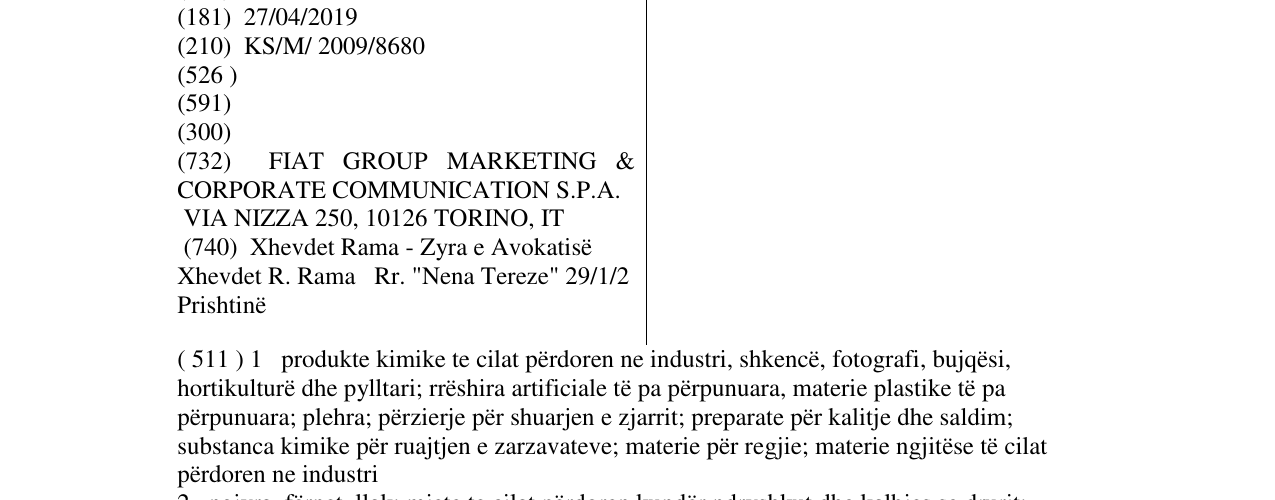 Zëri i markës FIAT në buletin