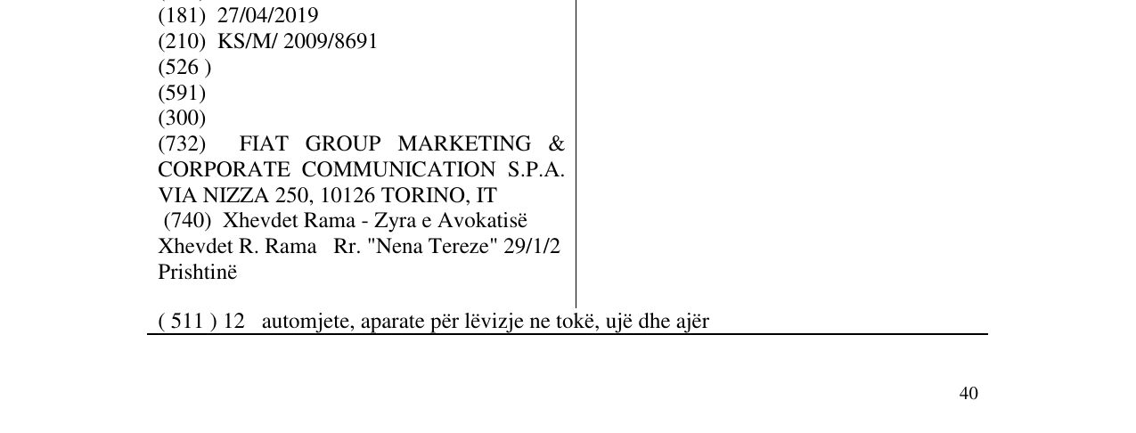 Zëri i markës FIAT SEICENTO në buletin