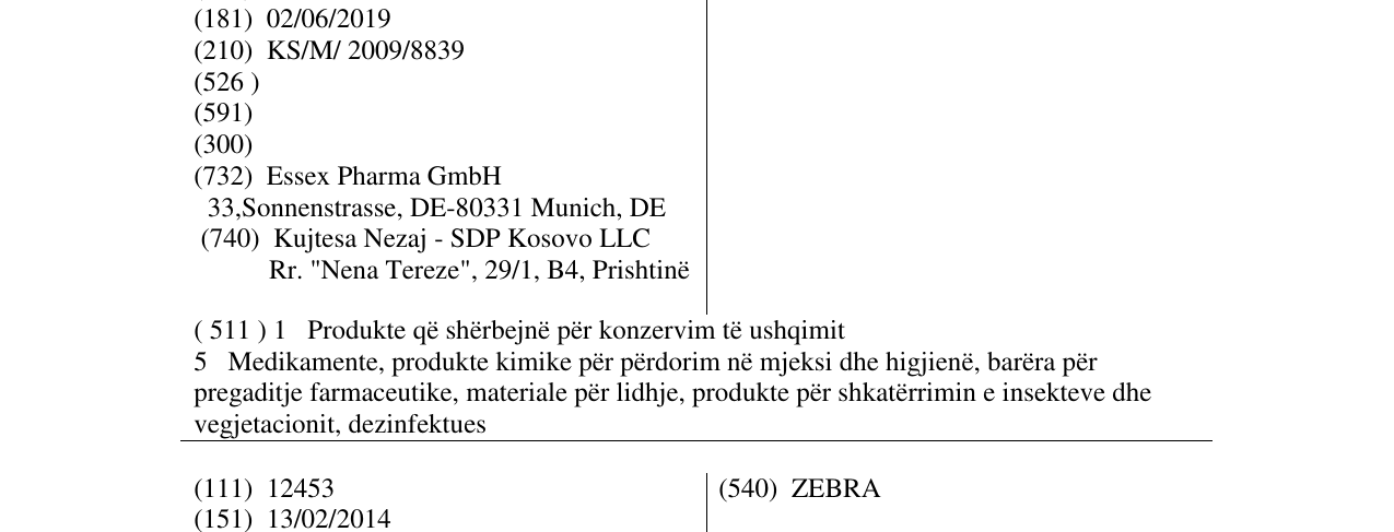 Zëri i markës CAEDAX në buletin